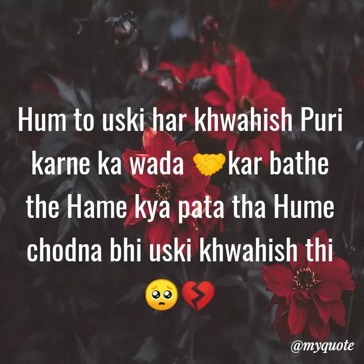 Quote by Ashi khan - Hum to uski har khwahish Puri karne ka wada 🤝kar bathe the Hame kya pata tha Hume chodna bhi uski khwahish thi 🥺💔 - Made using Quotes Creator App, Post Maker App