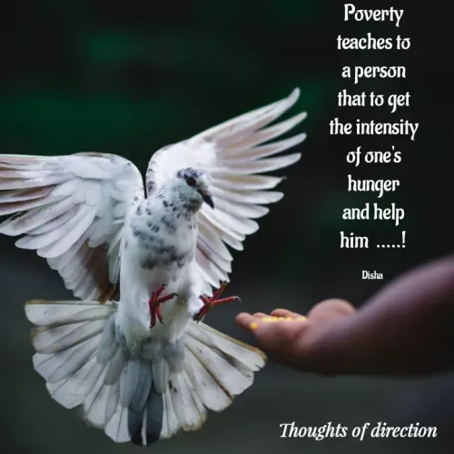 Quotes by direction - Poverty teaches to a person that to get the intensity of one's  hunger and help him  .....!

Disha 