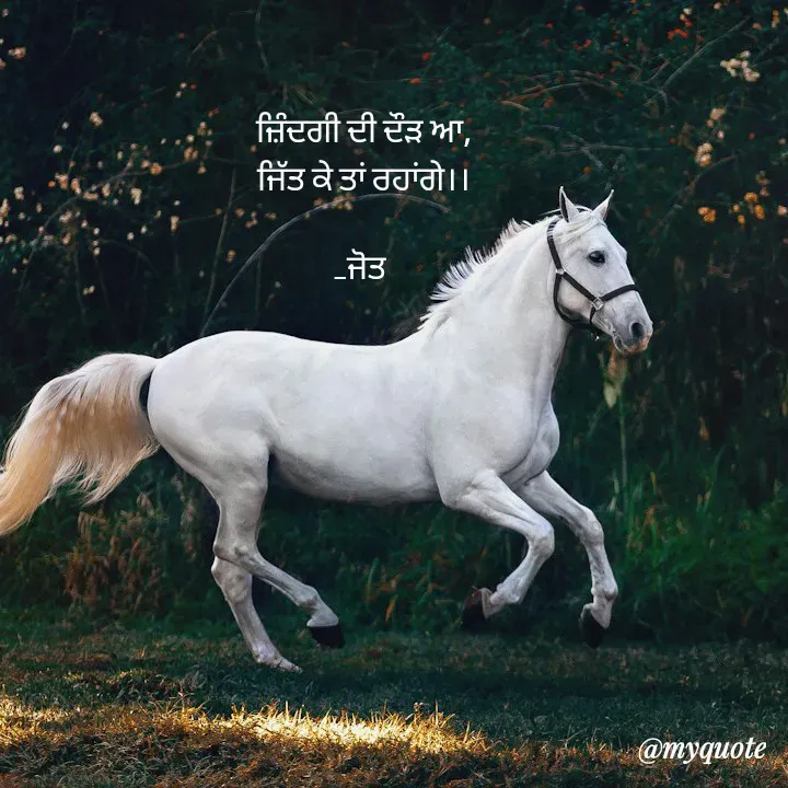Quote by Navjot kaur Jot - ਜ਼ਿੰਦਗੀ ਦੀ ਦੌੜ ਆ,
ਜਿੱਤ ਕੇ ਤਾਂ ਰਹਾਂਗੇ।।

_ਜੋਤ  - Made using Quotes Creator App, Post Maker App