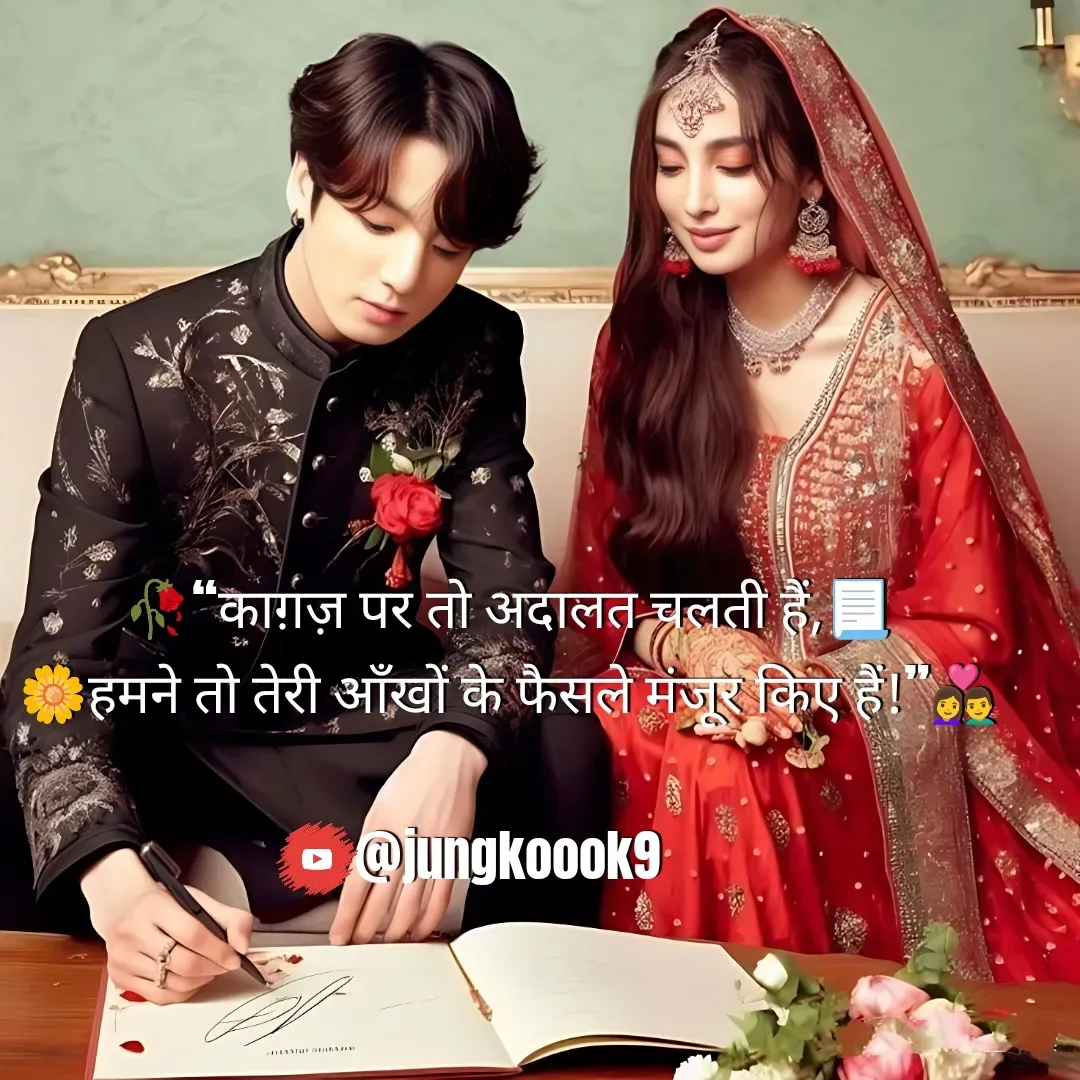 Quote by Monika Kookie - 🥀“काग़ज़ पर तो अदालत चलती हैं,📃
🌼हमने तो तेरी आँखों के फैसले मंजूर किए हैं!”👩‍❤️‍👨

@jungkoook9 - Made using Quotes Creator App, Post Maker App