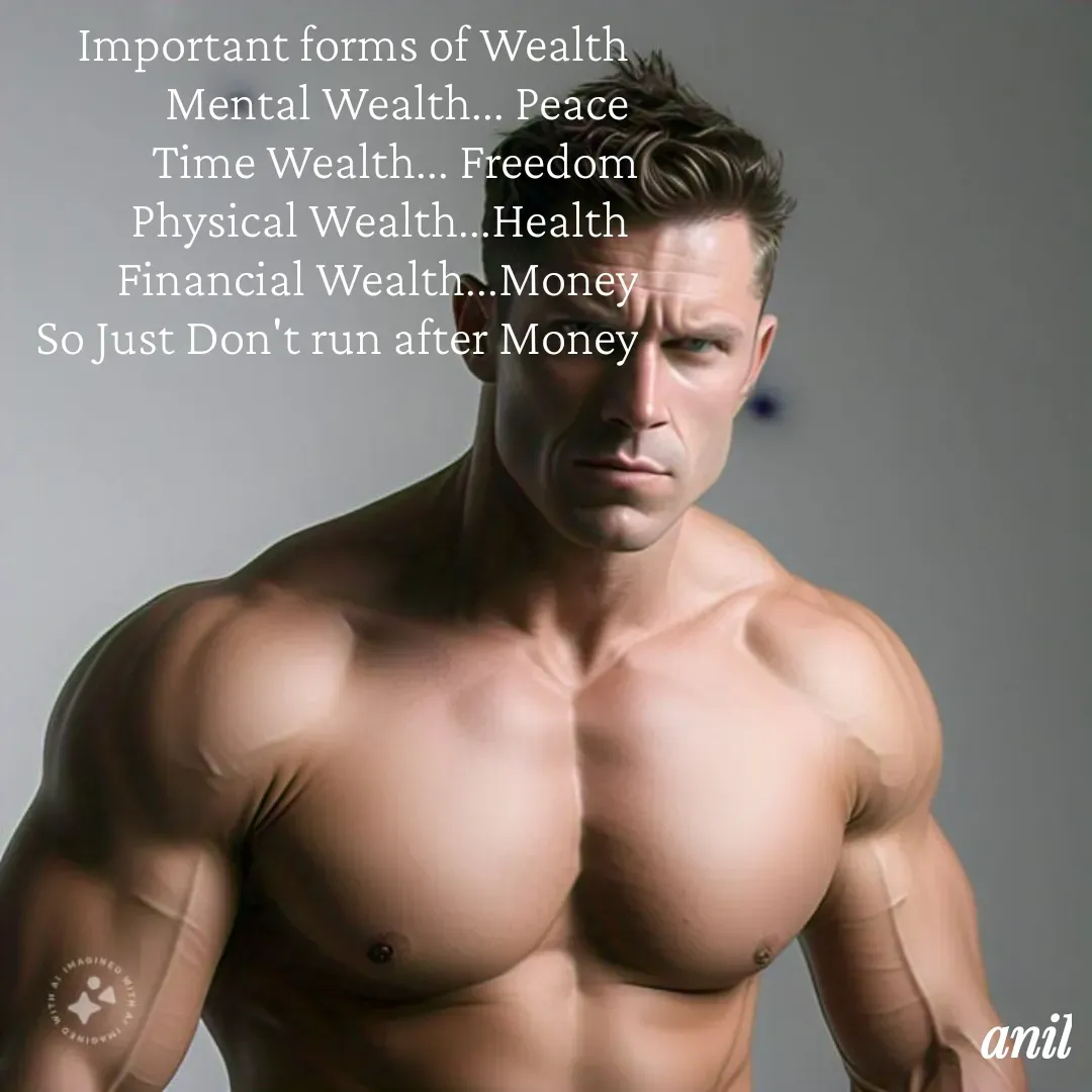 Quote by Barat T - Important forms of Wealth 
Mental Wealth... Peace 
Time Wealth... Freedom
Physical Wealth...Health 
Financial Wealth...Money
So Just Don't run after Money



 - Made using Quotes Creator App, Post Maker App