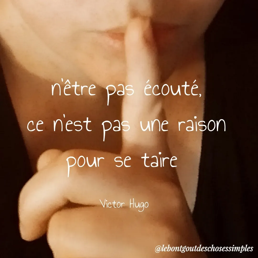 Quote by Helene Secher - n'être pas écouté,
ce n'est pas une raison pour se taire 

Victor Hugo  - Made using Quotes Creator App, Post Maker App