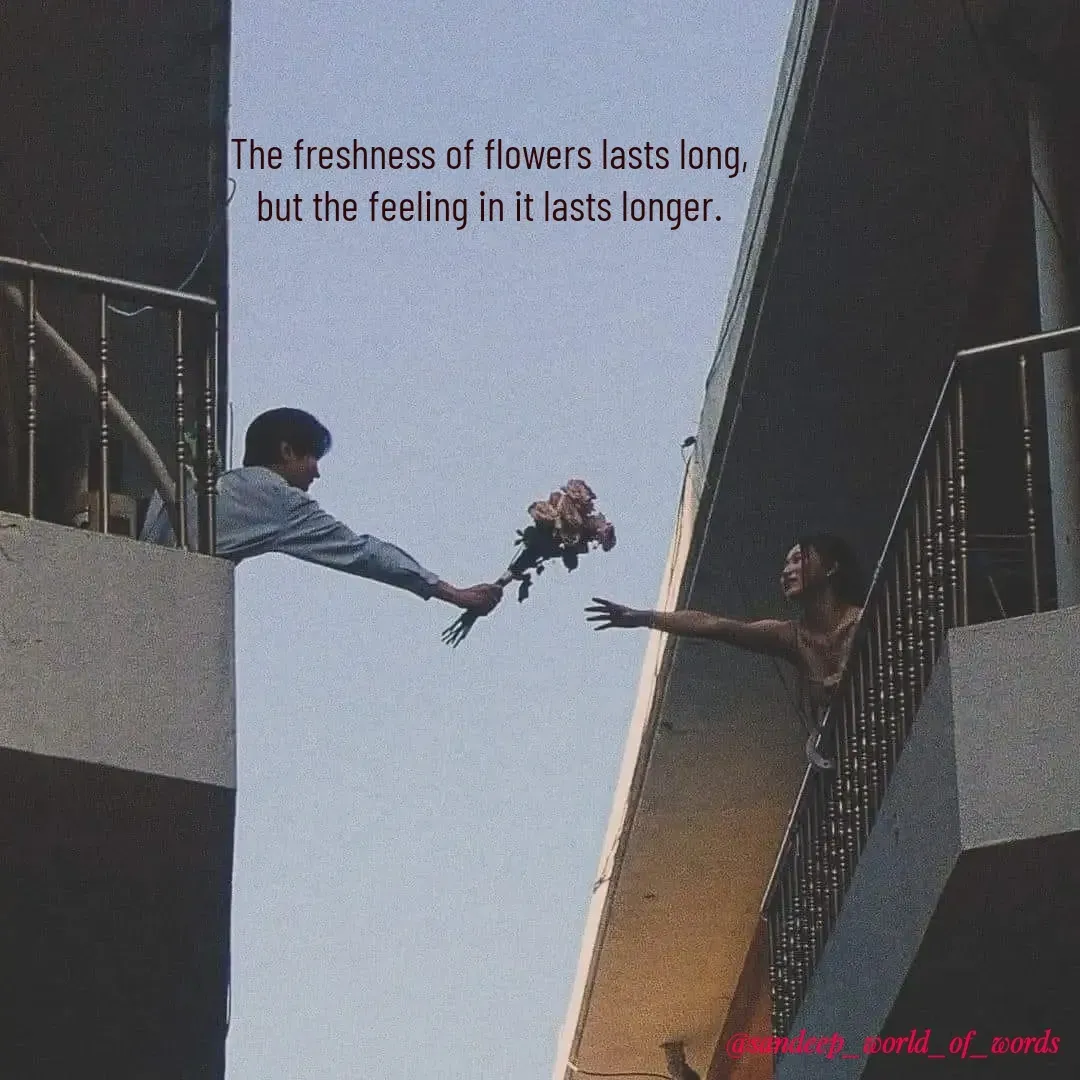 Quote by Sandeep - The freshness of flowers lasts long,
but the feeling in it lasts longer.
 - Made using Quotes Creator App, Post Maker App