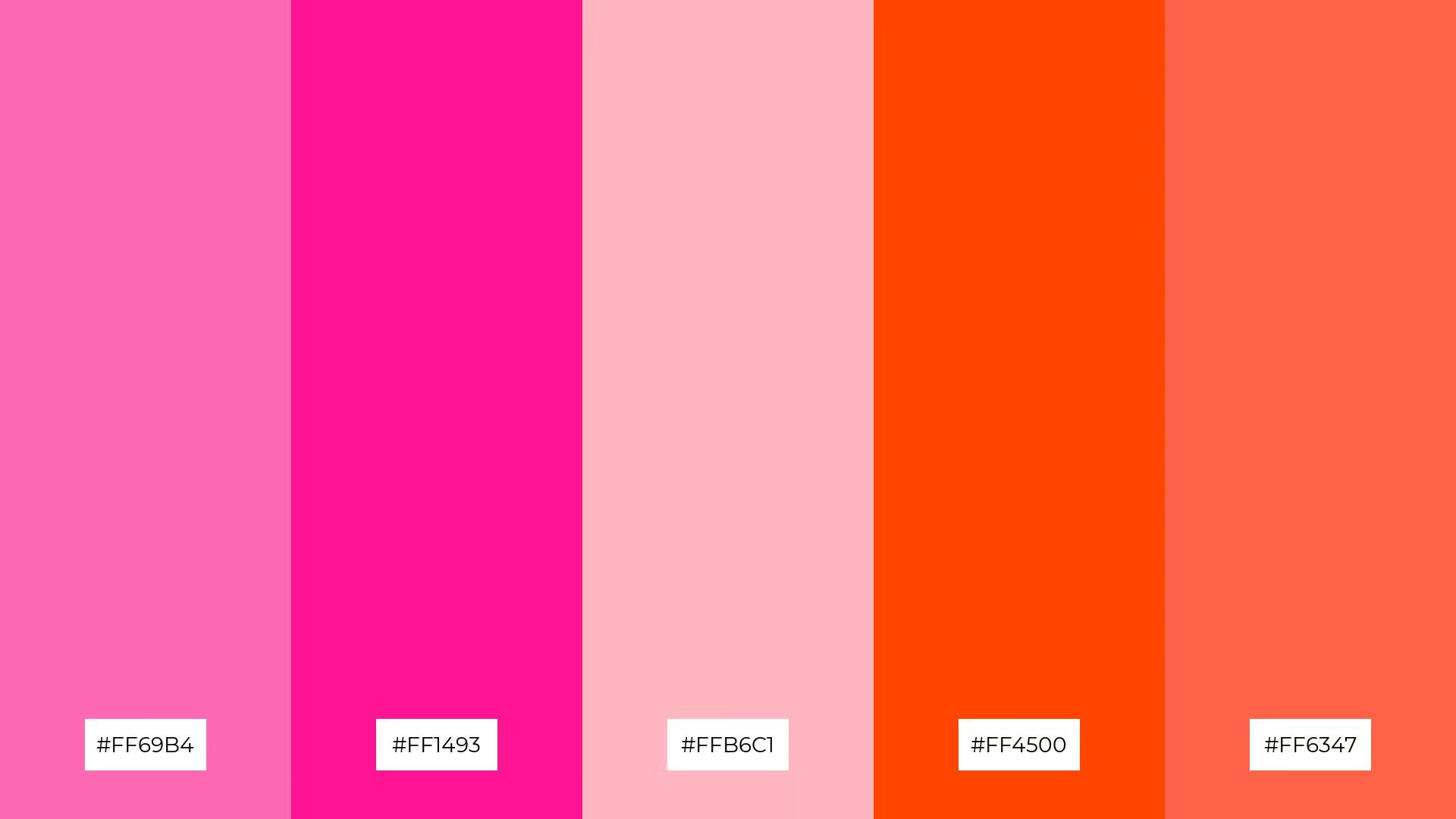 An analogous color palette featuring pink and red variations