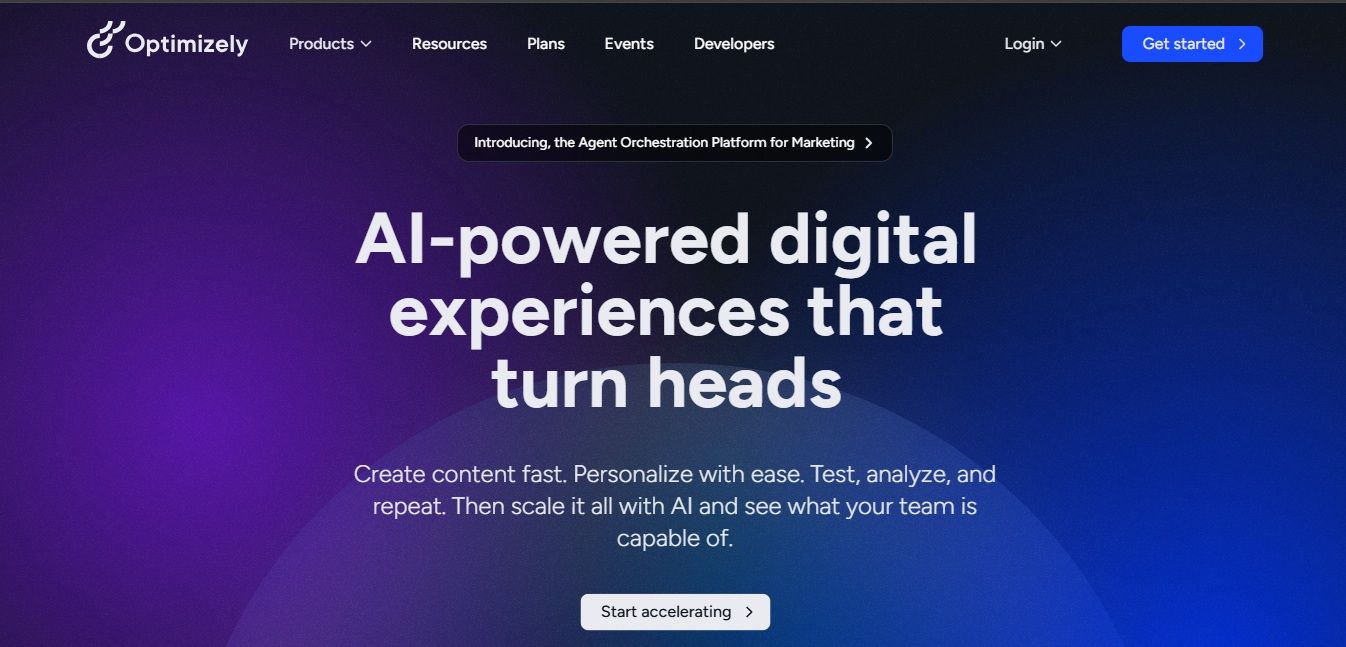 Optimizely landing page