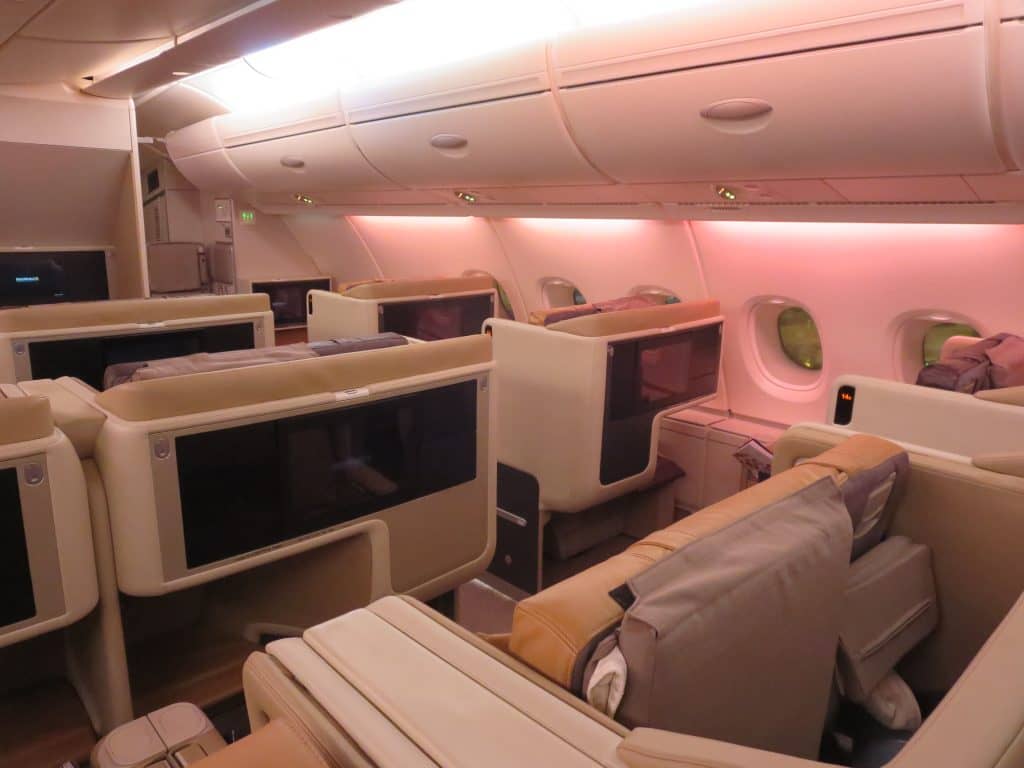 Singapore Airlines Business Class Kabine an Bord des A380