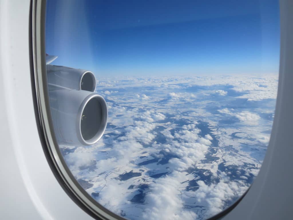 Asiana First Class A380 Blick aus dem Fenster