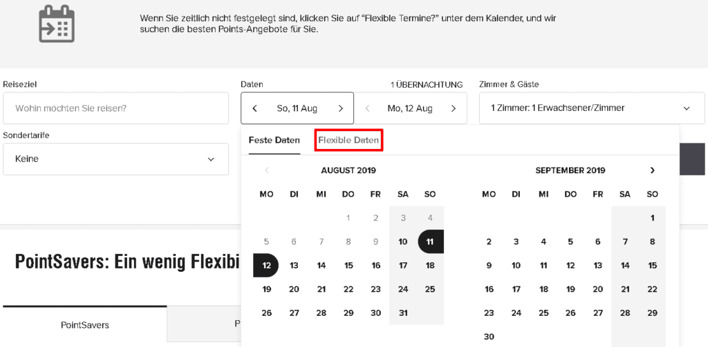 Marriott PointSavers Hotelsuche