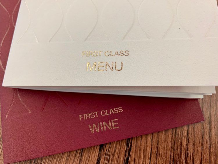 Qatar Airways First Class Menü