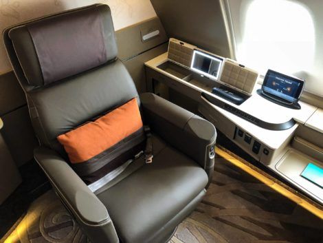 Singapore Airlines neue First Class A380 Sitz Ausgangsposition