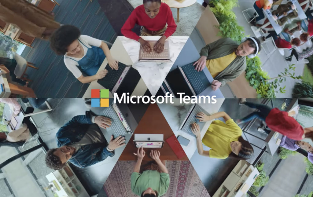 Frame from a Microsoft teams TV ad, part of its recent marketing blitz
