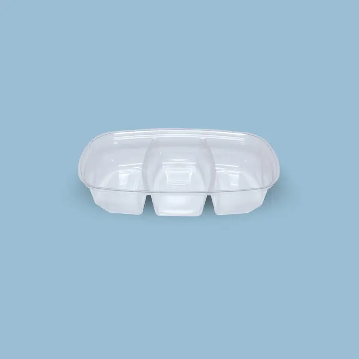 Contenedor ovalado cristal 3 divisiones sin tapa (300 unidades)