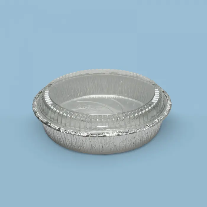 Molde Redondo Aluminio 45oz con tapa Cristal (200 unidades)