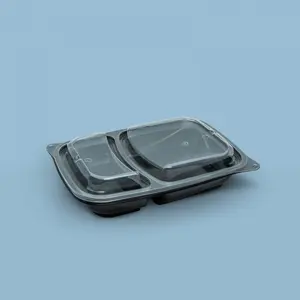 Contenedor Rectangular ProToGo 10″x 7″ 2 div. 32oz (100 unidades)