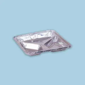 Molde de aluminio 28oz 3 divisiones 830ml c/tapa (100 unidades)