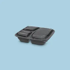 Cont. Cuadrado ProToGo 8,5 x 8,5 3/Div 32oz Negro (100 unidades)