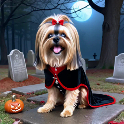 custom ai picture theme of dog in style of Halloween Vampire