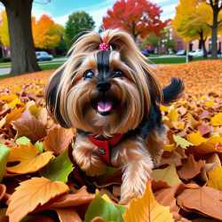 custom ai picture theme of dog in style of Fall Leaf Pile