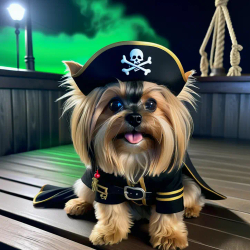 custom ai picture theme of dog in style of Halloween Pirate