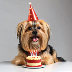 ai image of custom dog in the style of Base Birthday