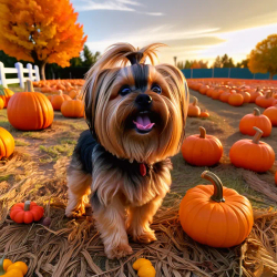custom ai picture theme of dog in style of Fall Pumpkin Patch