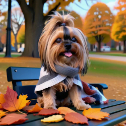 custom ai picture theme of dog in style of Fall Scarf