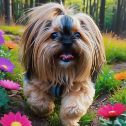 ai image of custom dog in the style of Spring  Field of Flowers