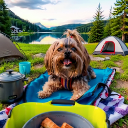 ai image of custom dog in the style of Summer Camp Vibes 