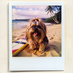ai image of custom dog in the style of Summer Vintage Polaroid