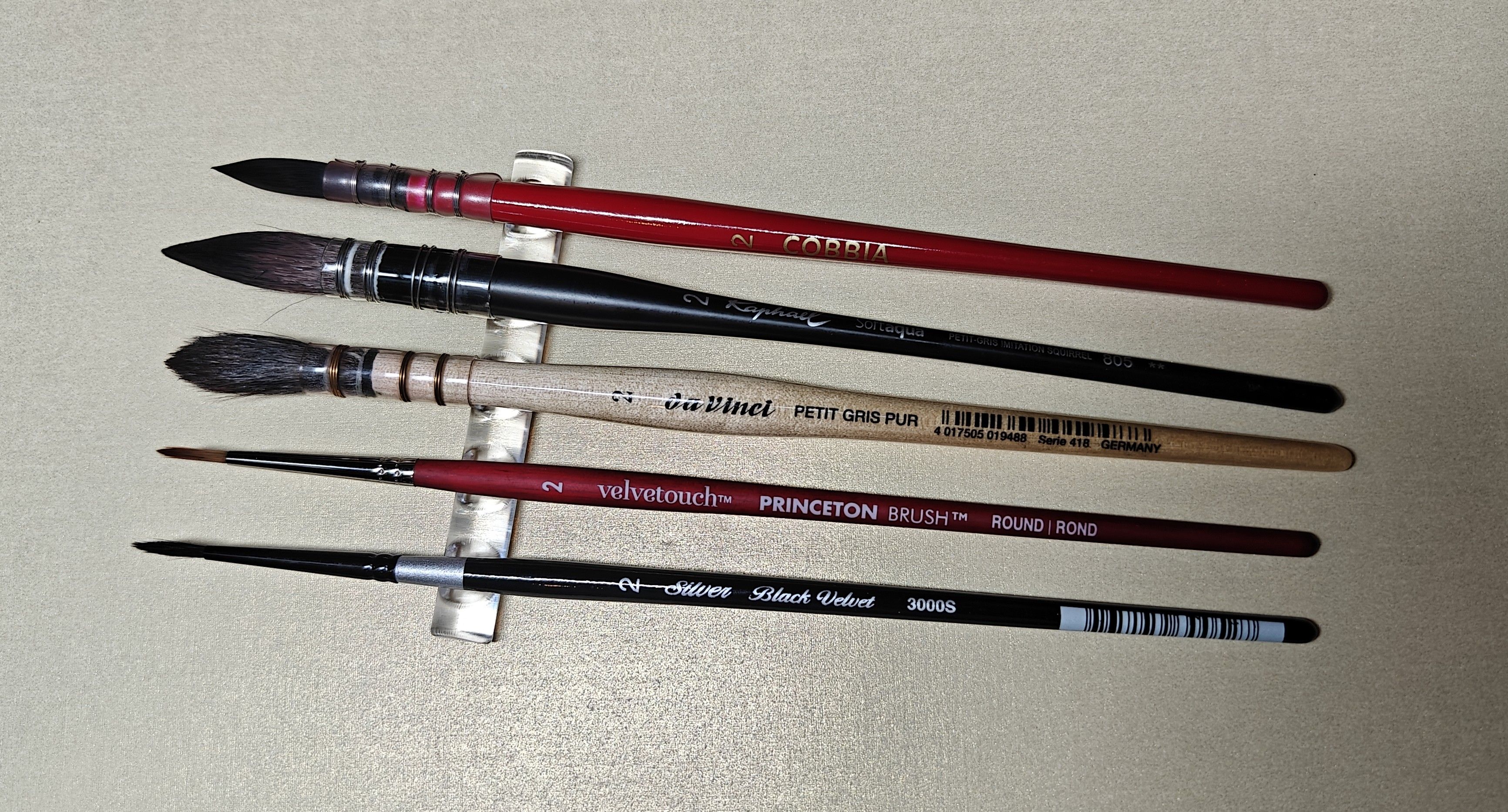 Different brands of watercolor brushes have their own sizes