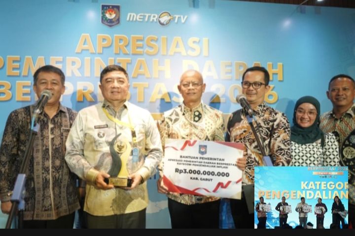 Sukses Kendalikan Inflasi, Kabupaten Garut Raih Penghargaan Terbaik I Regional Jawa-Bali dari Kemendagri 