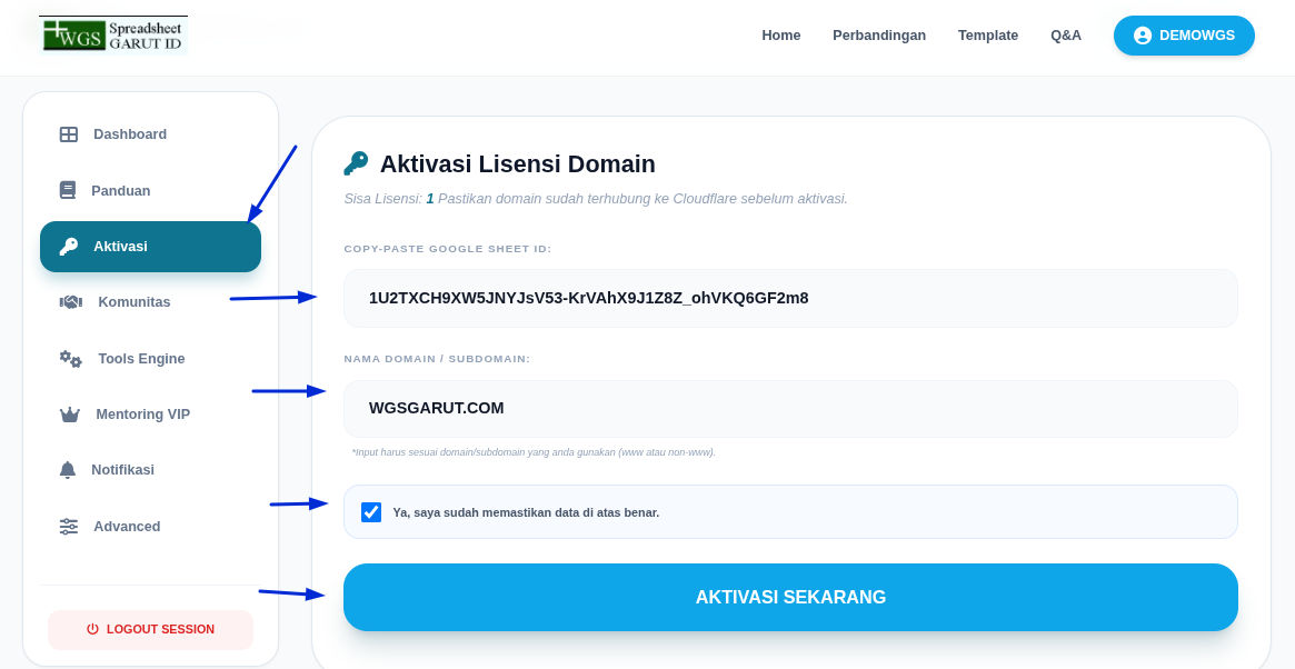 Screenshot Aktivasi Lisensi wgsgarut