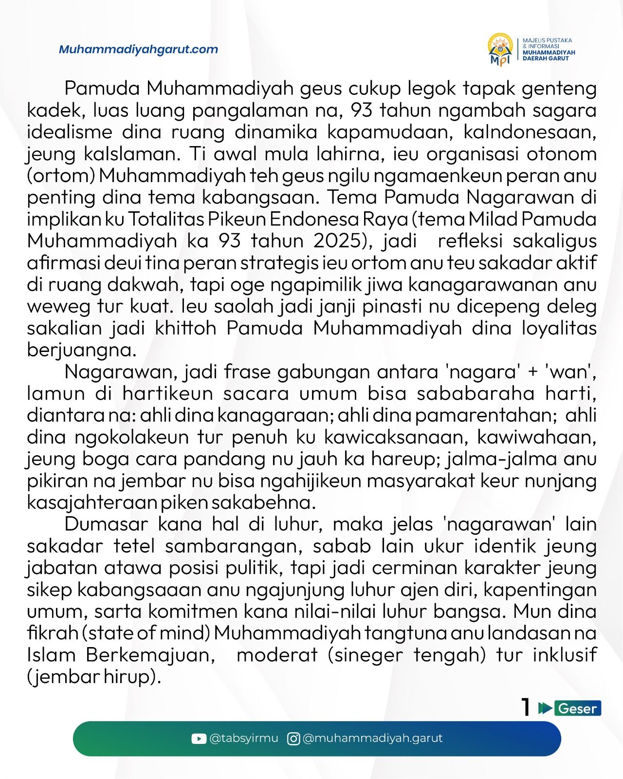 Pemuda Negarawan, Totalitas untuk Indonesia Raya 1.jpg