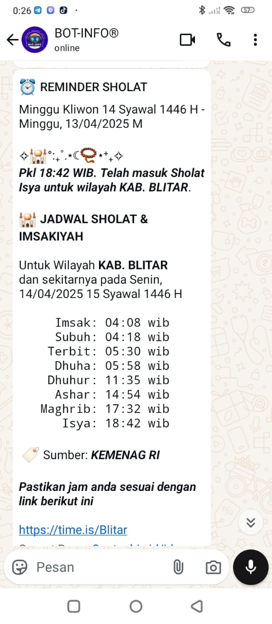 Bot Jadwal Sholat: Solusi Cerdas, Ibadah Tepat Waktu