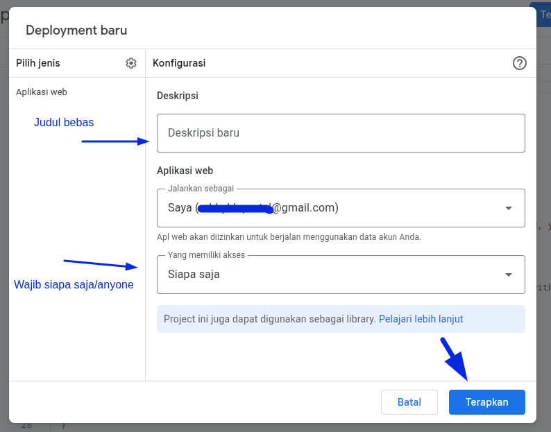 Screenshot Deploy AppScript