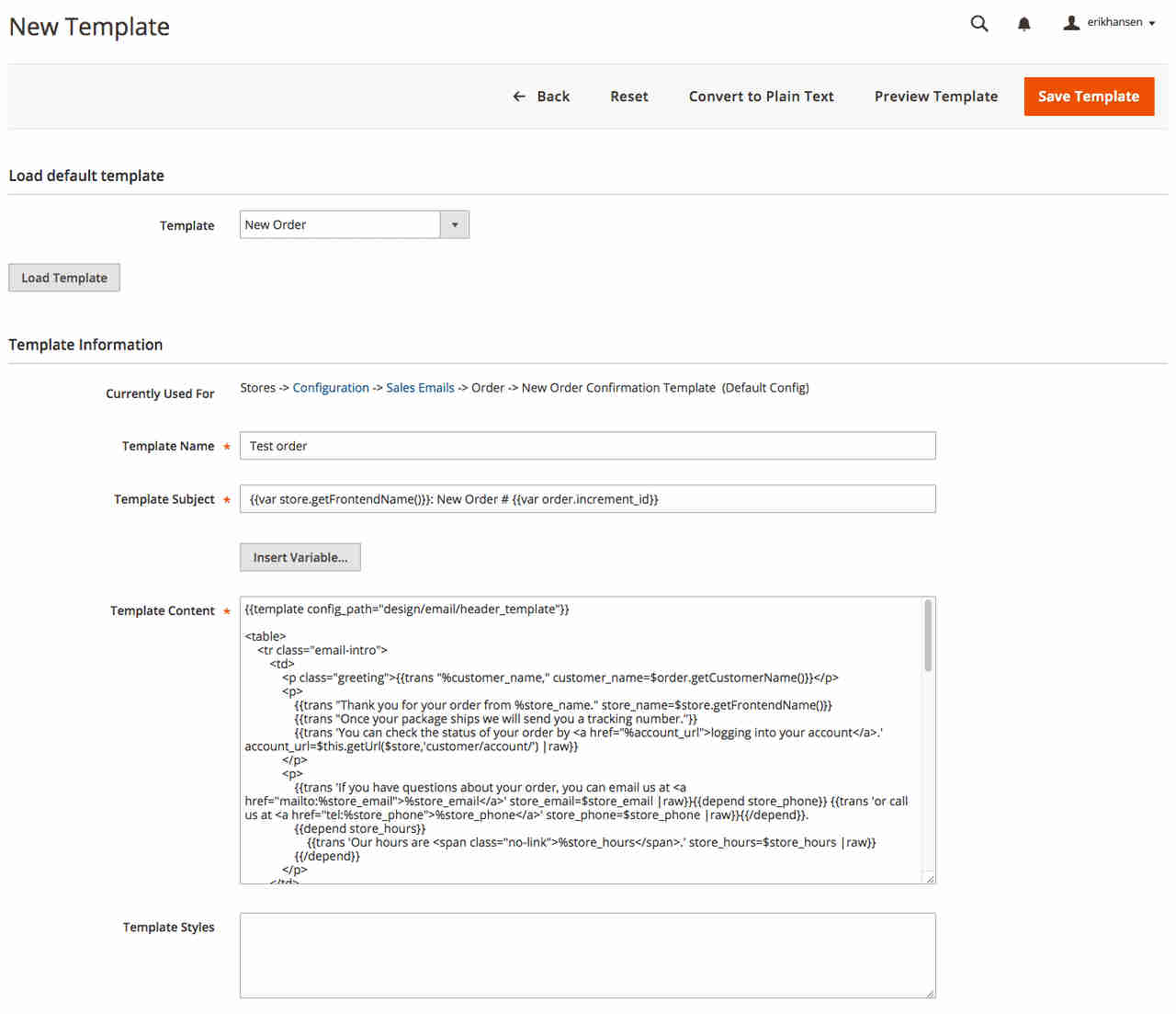 Email template configuration showing the professional invoice email layout with variable placeholders for client name, invoice number, line items, amounts, due date, and payment instructions mapped from the accounting system fields