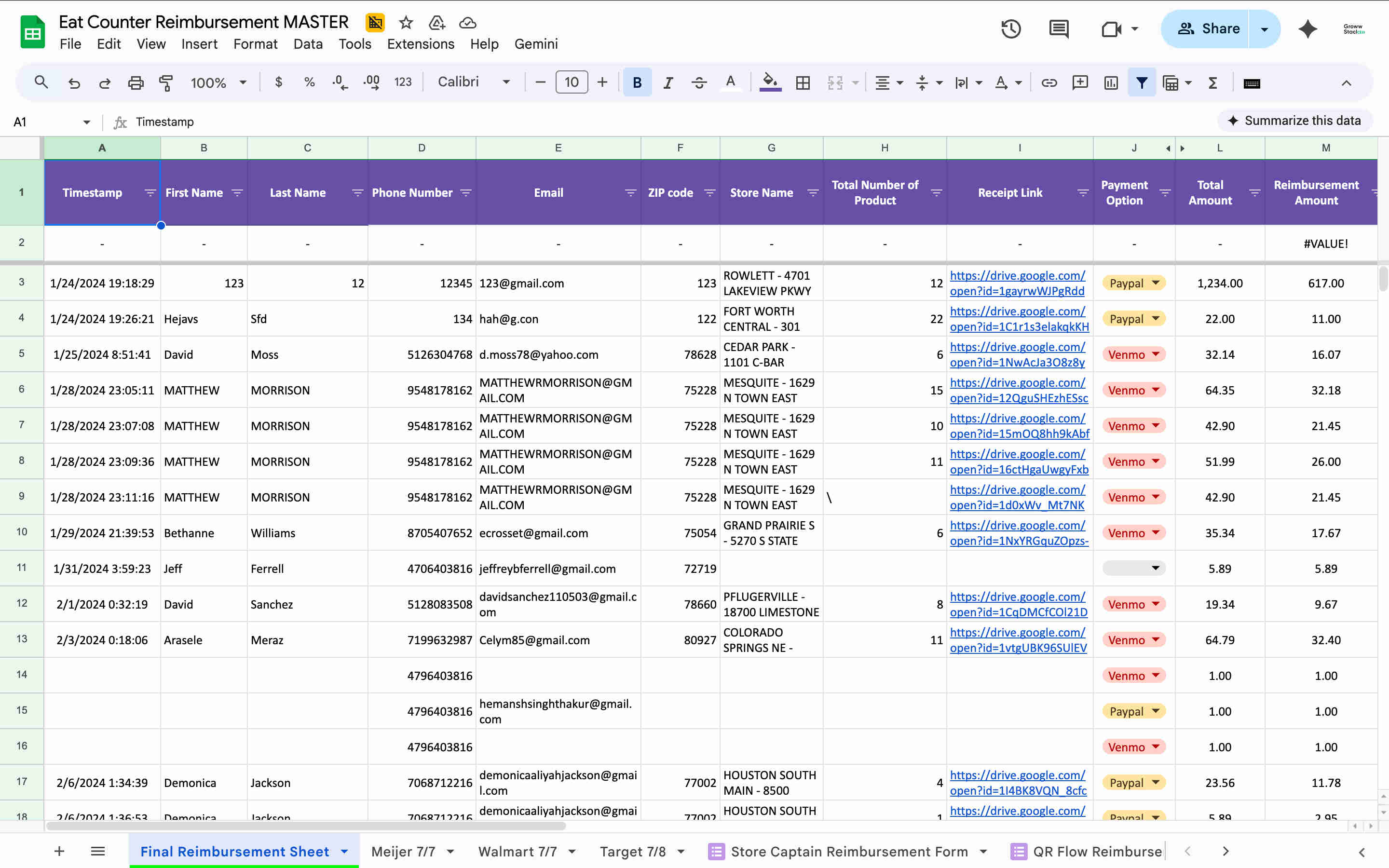 Make.com workflow orchestration showing the complete bulk payout automation scenario — webhook trigger, Google Sheets data retrieval, Text Aggregator payload construction, PayPal Basic Auth, Mass Payouts API call, transaction validation loop, ManyChat customer matching, and dual-route Gmail and ManyChat notification delivery