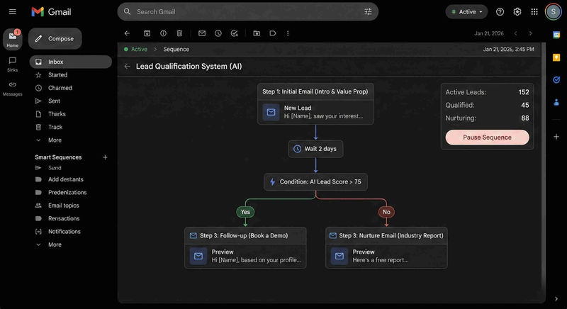 System architecture: ManyChat to ChatGPT-4 to Make.com to Slack and Gmail