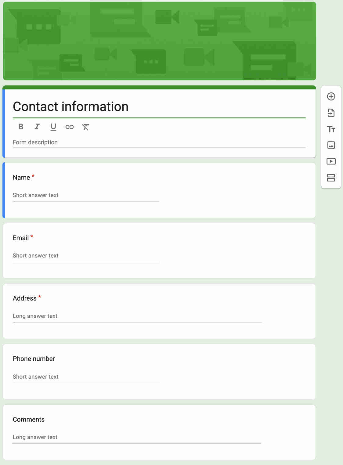 Google Forms lead capture interface showing the ad enquiry submission form with fields for prospect name, email address, phone number, enquiry details and project description — the entry point for the automated Google Ads lead processing pipeline