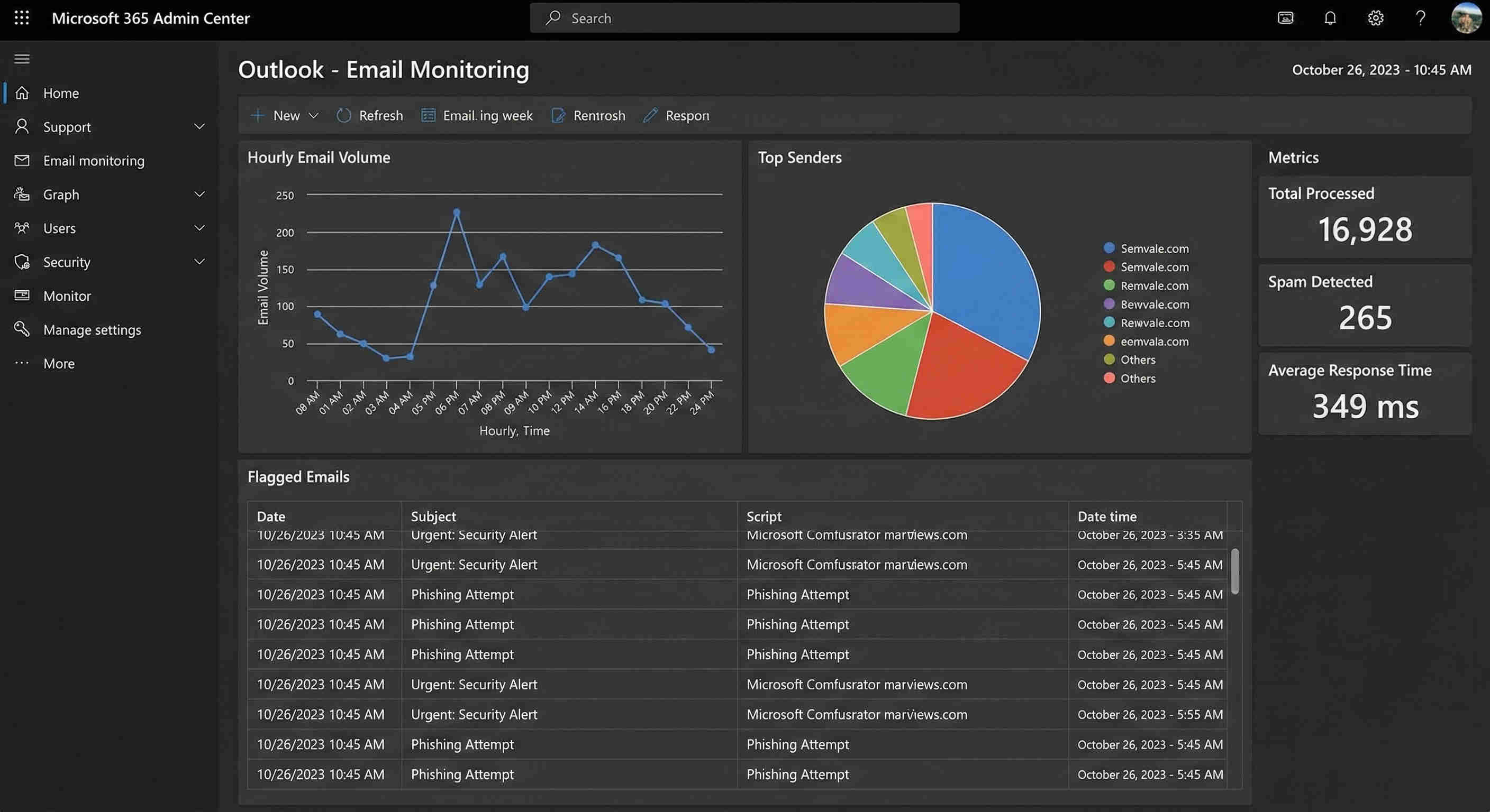 Microsoft Outlook inbox monitoring interface showing incoming email capture with complete message content, sender details, and metadata being processed by the Make.com automation