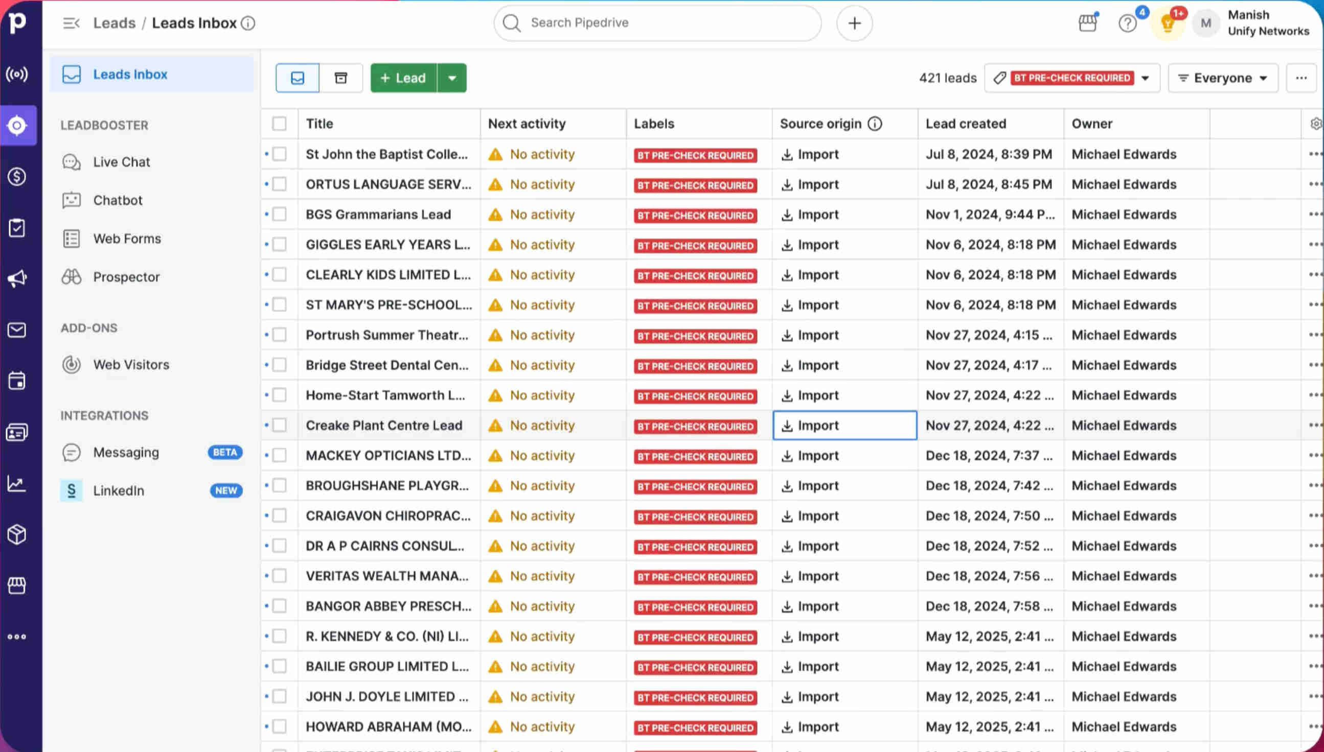 Microsoft Outlook inbox showing incoming lead emails being monitored and captured by the automation trigger for CRM processing