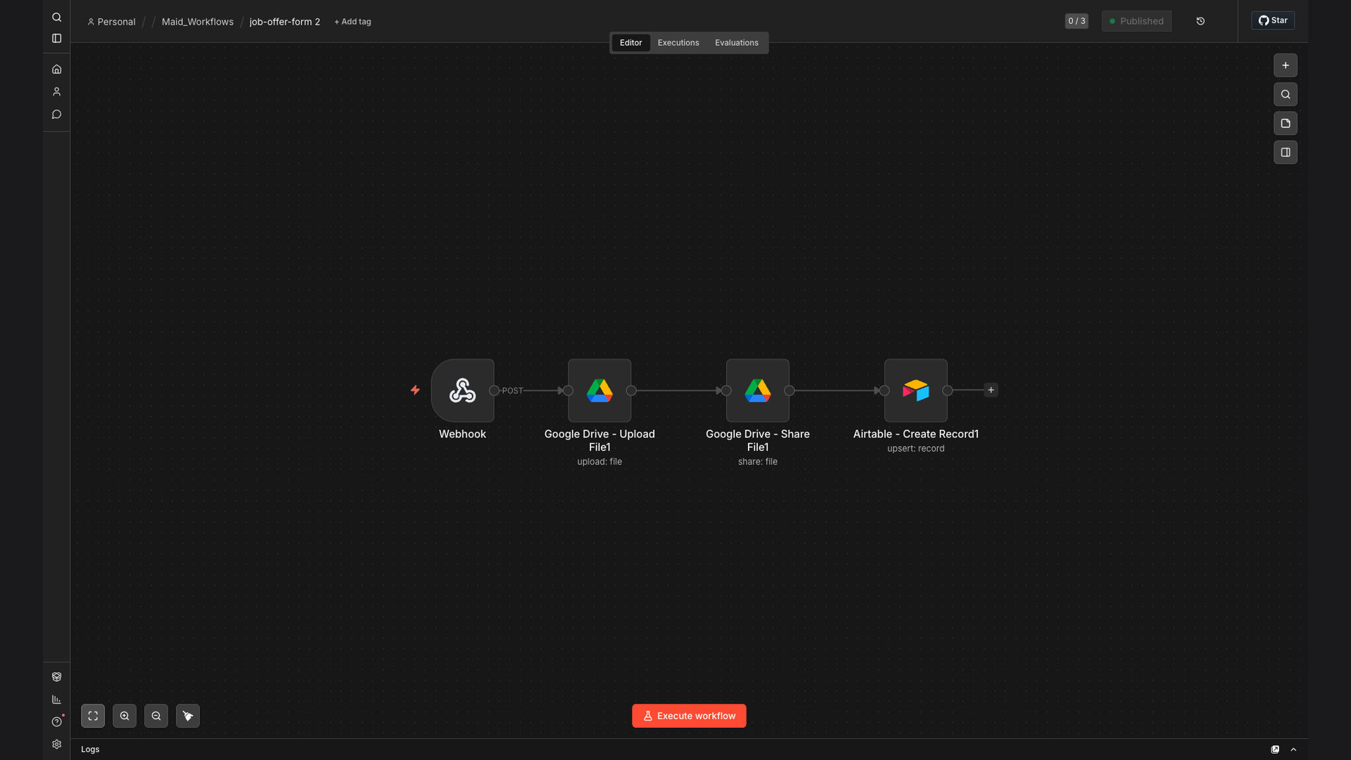 Automate Job Offer Form Processing to Google Drive and Airtable