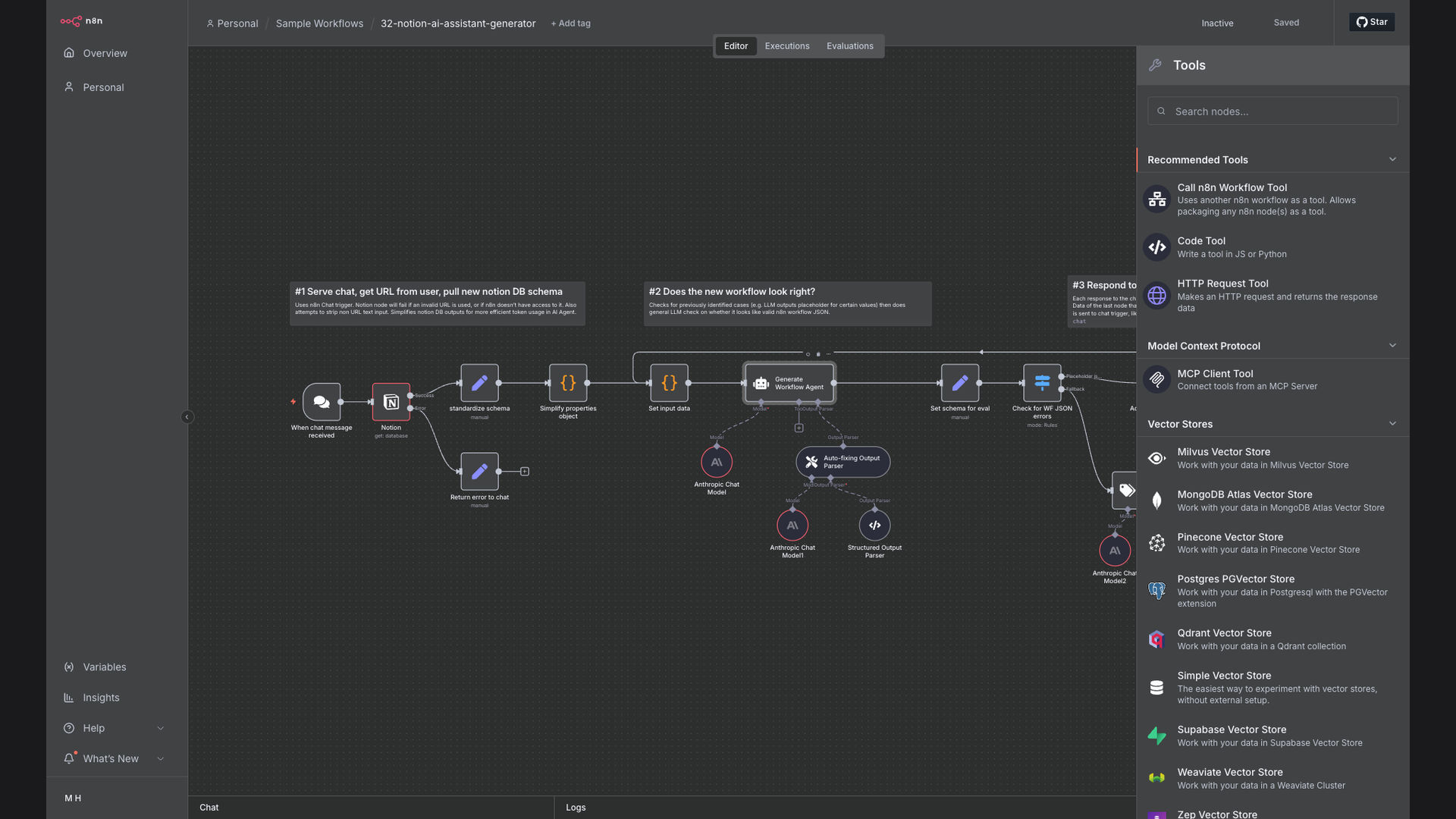 Generate AI-Powered Notion Database Assistant Workflows Automatically