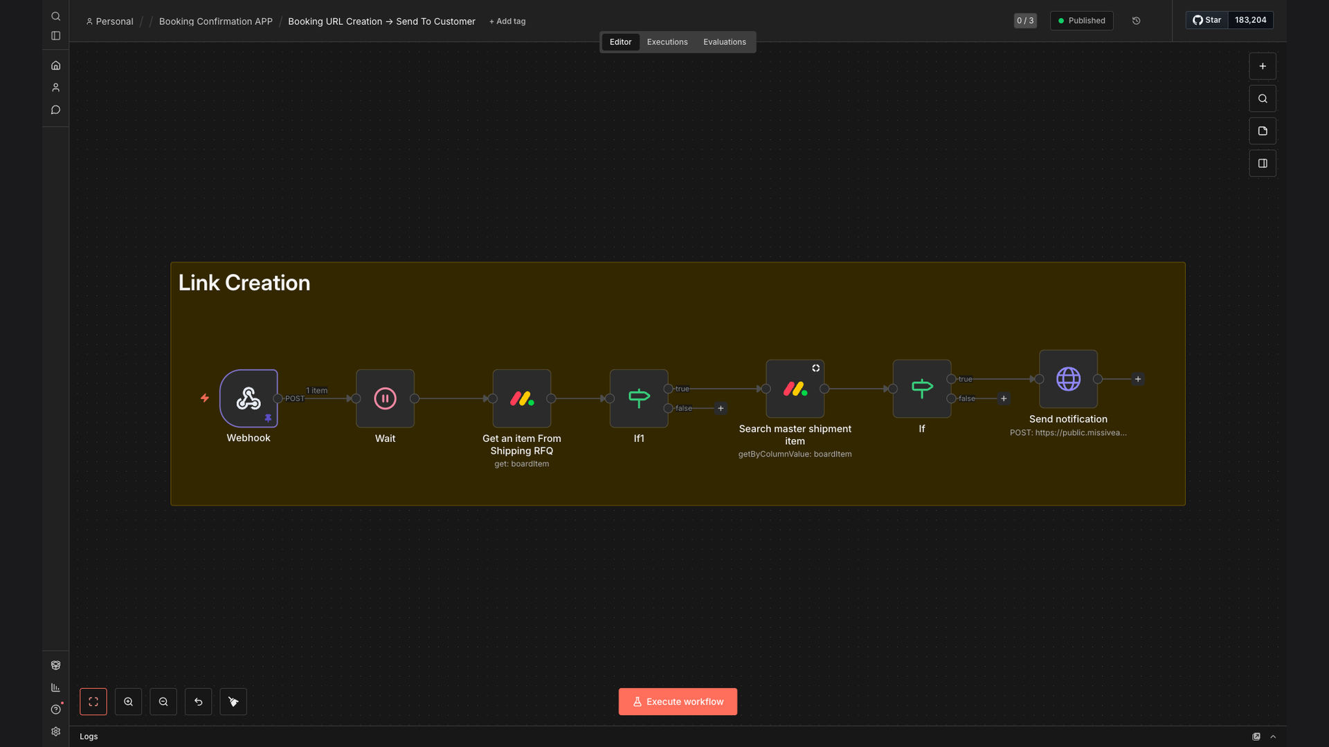Automate Shipment Booking Link Creation and Customer Notification