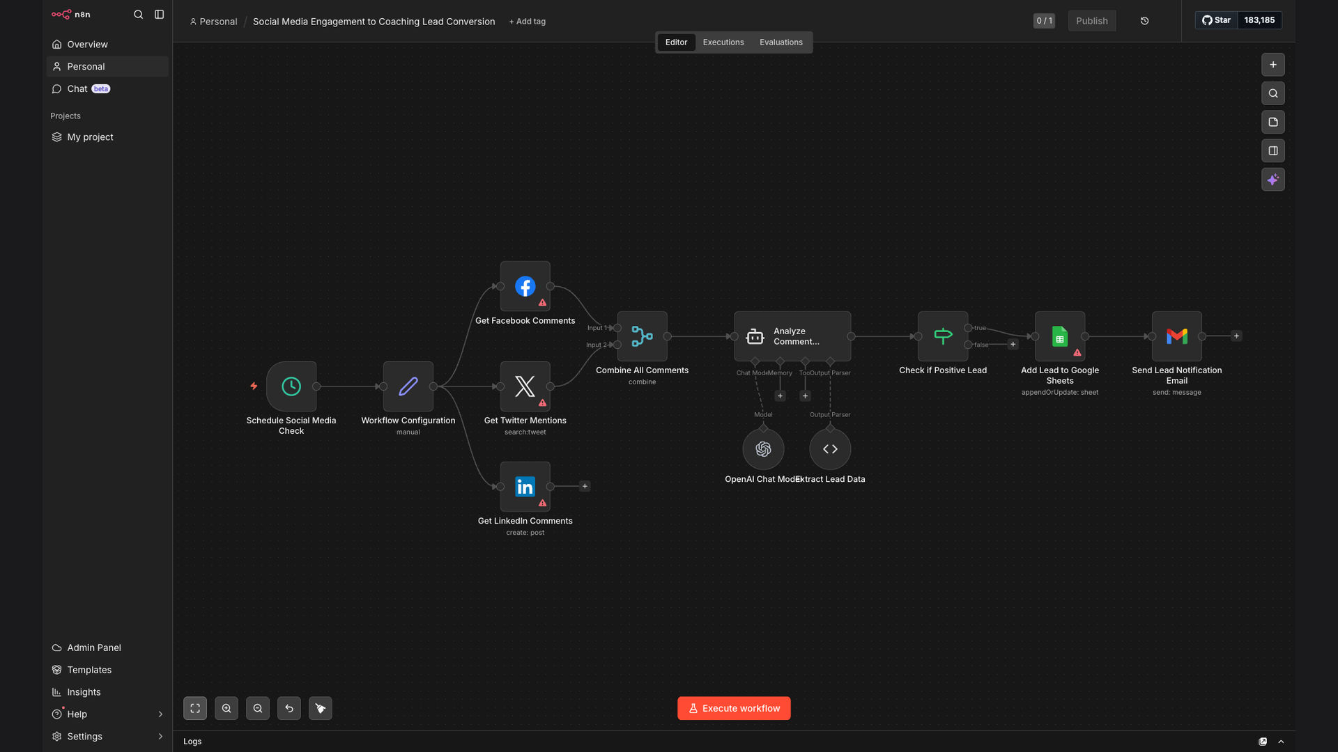 Automate Coaching Lead Capture from Social Media Engagement Analysis