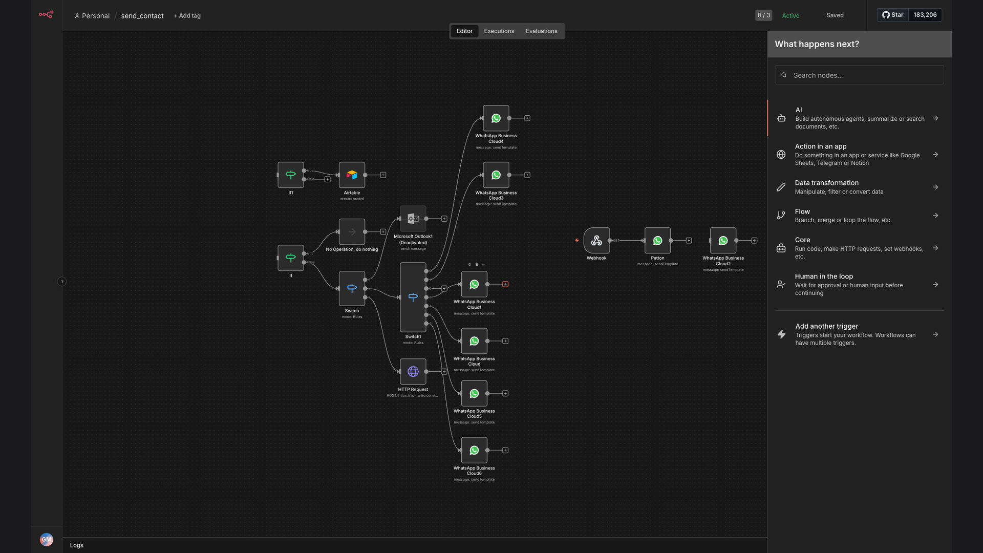 Automated Multi-Channel Contact Notifications with WhatsApp and Logging