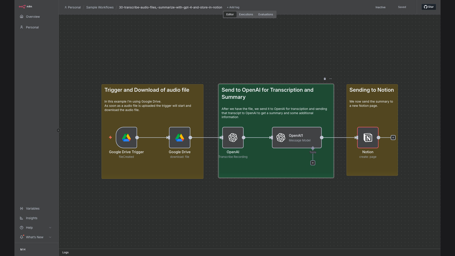 Automate Audio Transcription, GPT-4 Summarization and Notion Storage