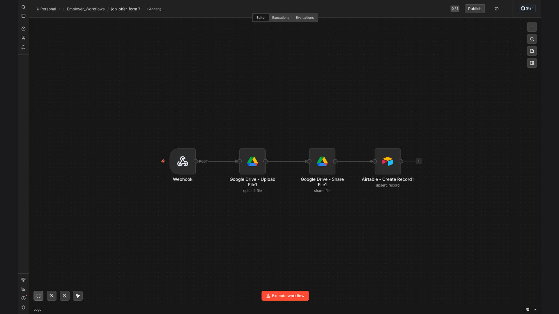 Automate Job Offer Form Submissions to Google Drive and Airtable