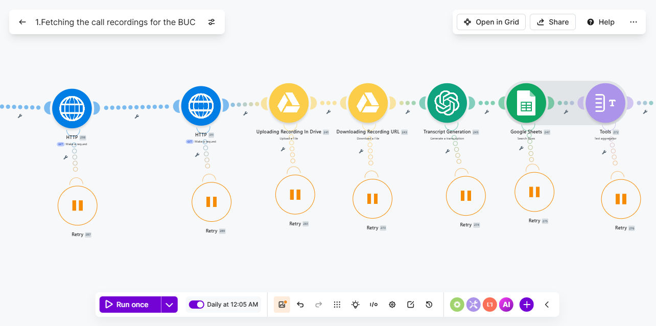 Make.com pipeline part 2 redacting spoken credit card details and transcribing recordings via OpenAI Whisper