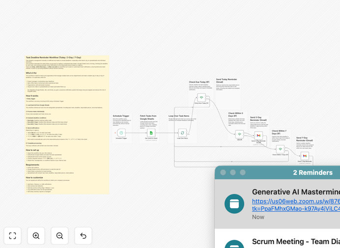 Task deadline reminder workflow screenshot